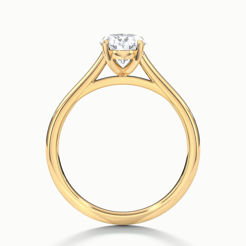 Rose 3 Carat Oval Solitaire Lab Grown Engagement Ring in 10k Yellow Gold