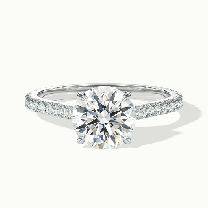 Riva 2 Carat Round Solitaire Scallop Lab Grown Engagement Ring in 10k White Gold