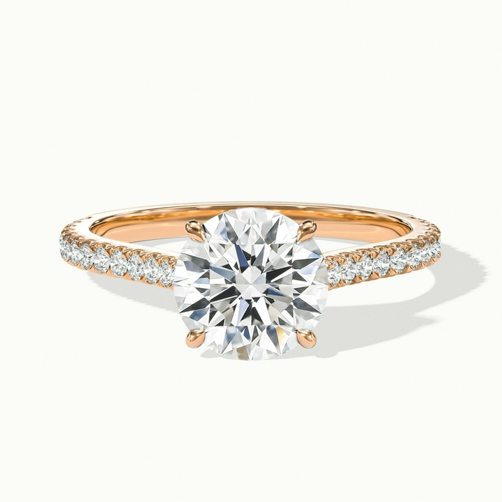 Riva 3 Carat Round Solitaire Scallop Lab Grown Engagement Ring in 10k Rose Gold