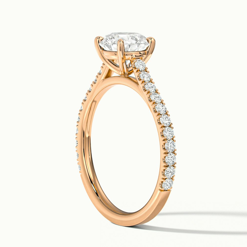 Riva 3 Carat Round Solitaire Scallop Lab Grown Engagement Ring in 10k Rose Gold