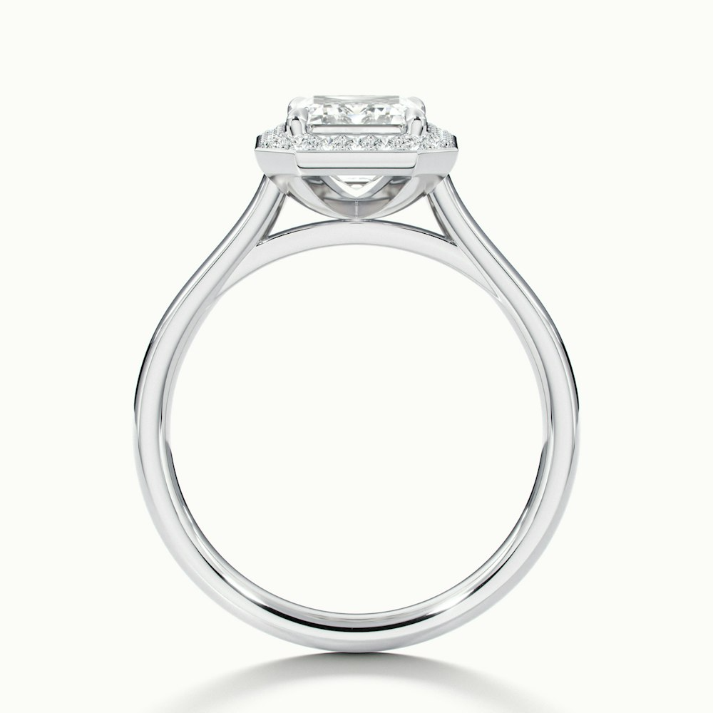 Ila 2 Carat Emerald Cut Halo Lab Grown Engagement Ring in 14k White Gold