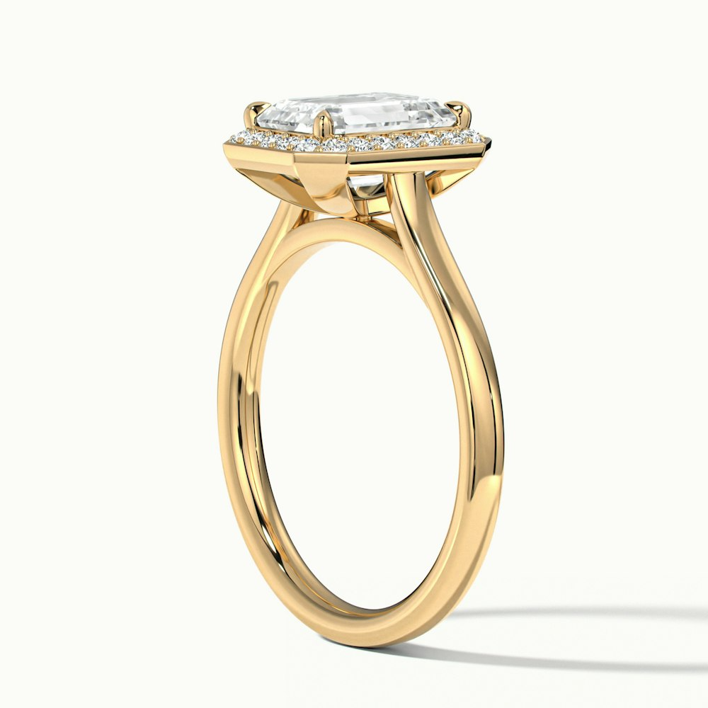 Ila 2 Carat Emerald Cut Halo Lab Grown Engagement Ring in 10k Yellow Gold