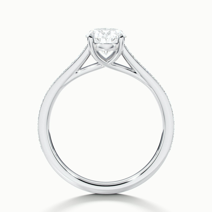 Sky 5 Carat Oval Cut Solitaire Pave Lab Grown Engagement Ring in 10k White Gold