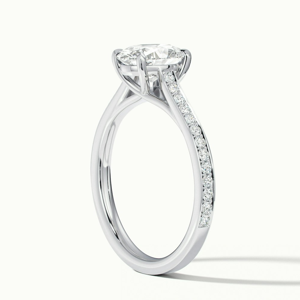Carla 5 Carat Oval Cut Solitaire Pave Moissanite Diamond Ring in 18k White Gold