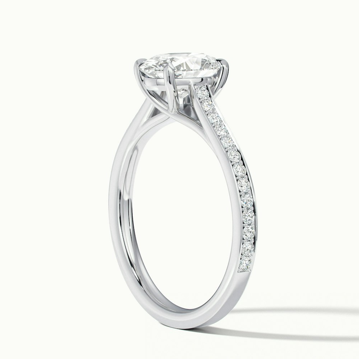 Sky 1 Carat Oval Cut Solitaire Pave Lab Grown Engagement Ring in 10k White Gold