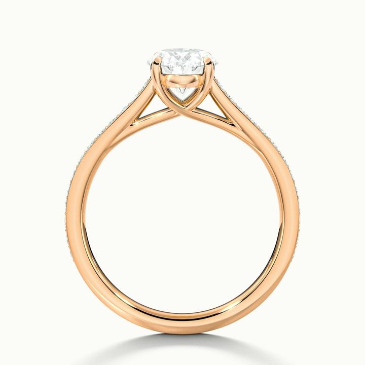 Carla 5 Carat Oval Cut Solitaire Pave Moissanite Diamond Ring in 18k Rose Gold