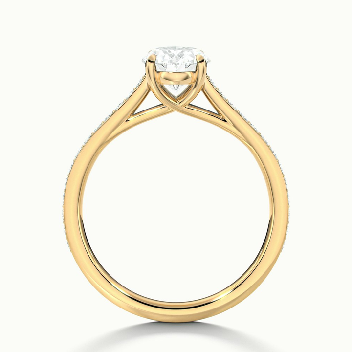 Sky 2 Carat Oval Cut Solitaire Pave Lab Grown Engagement Ring in 10k Yellow Gold