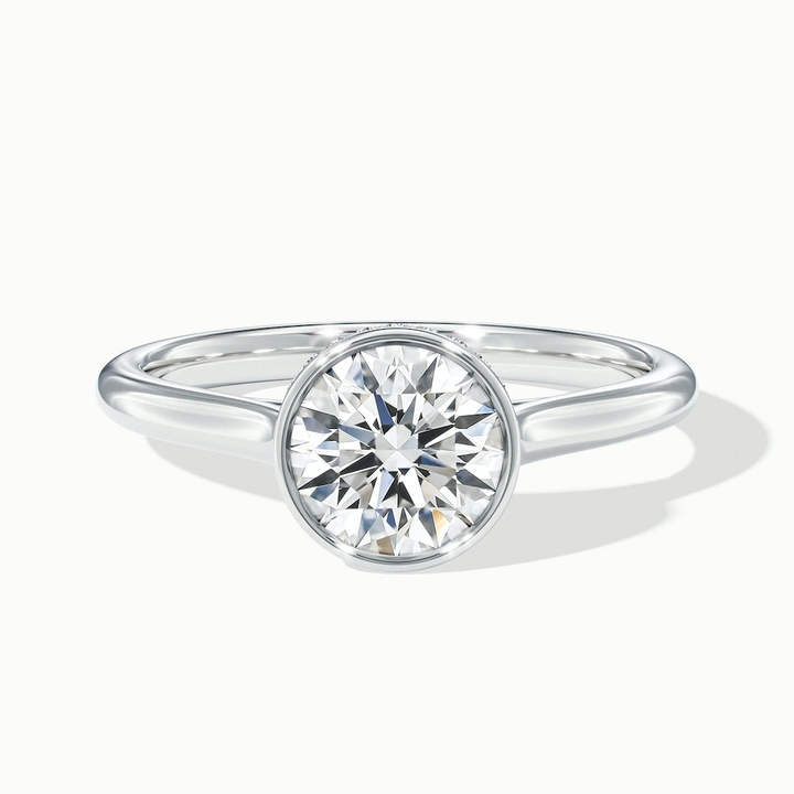 Anya 5 Carat Round Solitaire Lab Grown Engagement Ring Hidden Halo in 18k White Gold