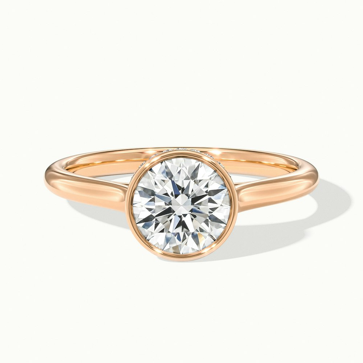 Anya 3 Carat Round Solitaire Lab Grown Engagement Ring Hidden Halo in 10k Rose Gold