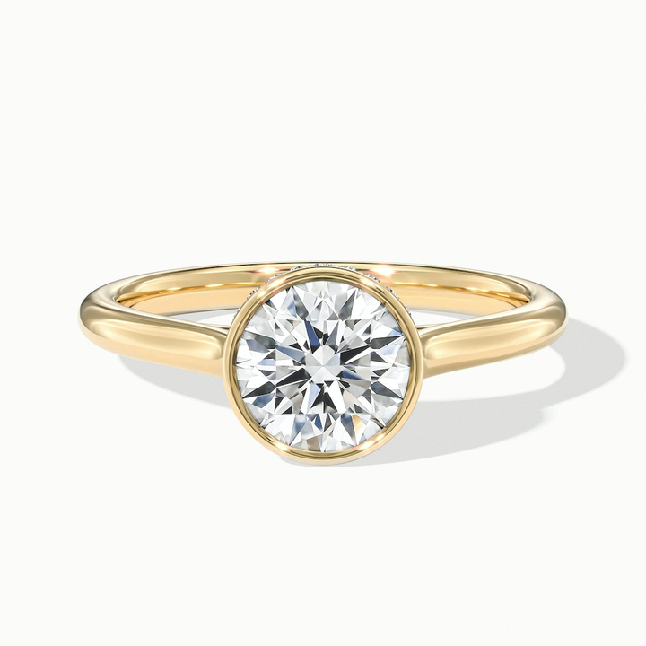 Angel 1 Carat Round Bezel Set Moissanite Diamond Ring in 10k Yellow Gold