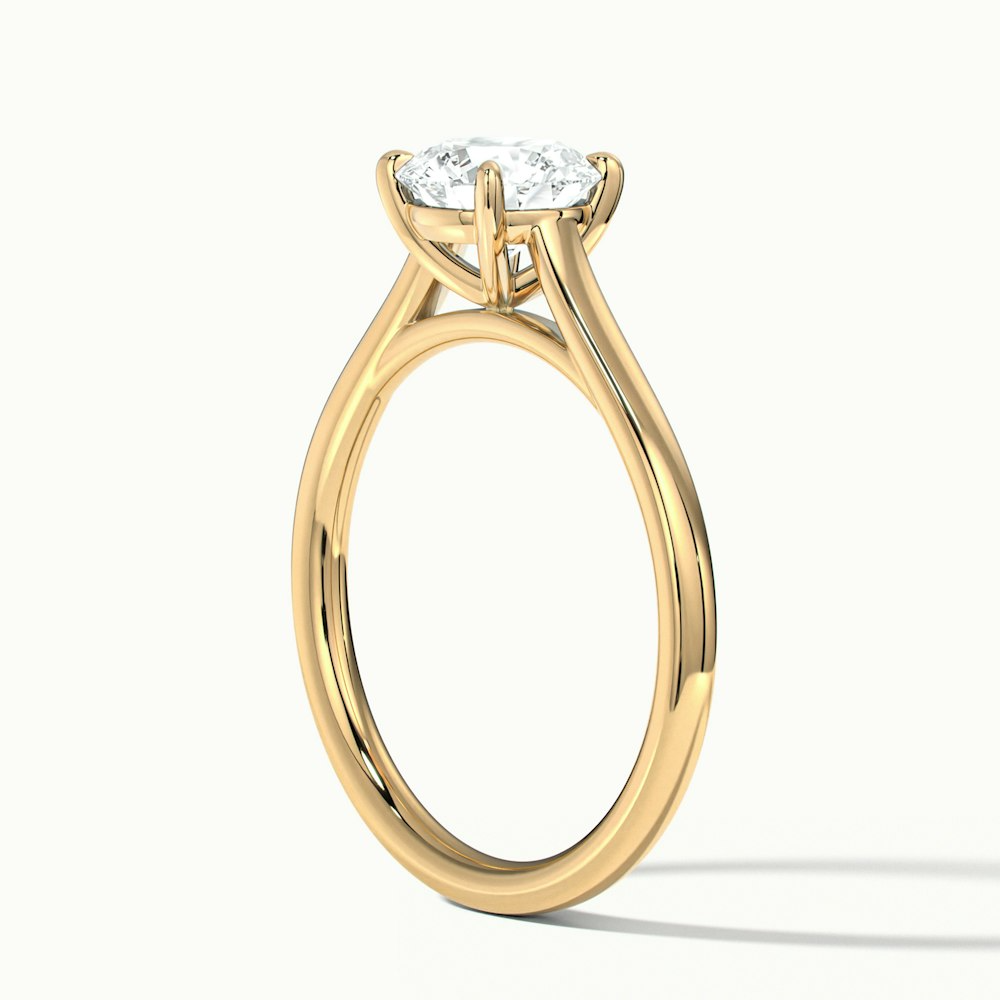 Lena 3 Carat Round Cut Solitaire Lab Grown Engagement Ring in 10k Yellow Gold