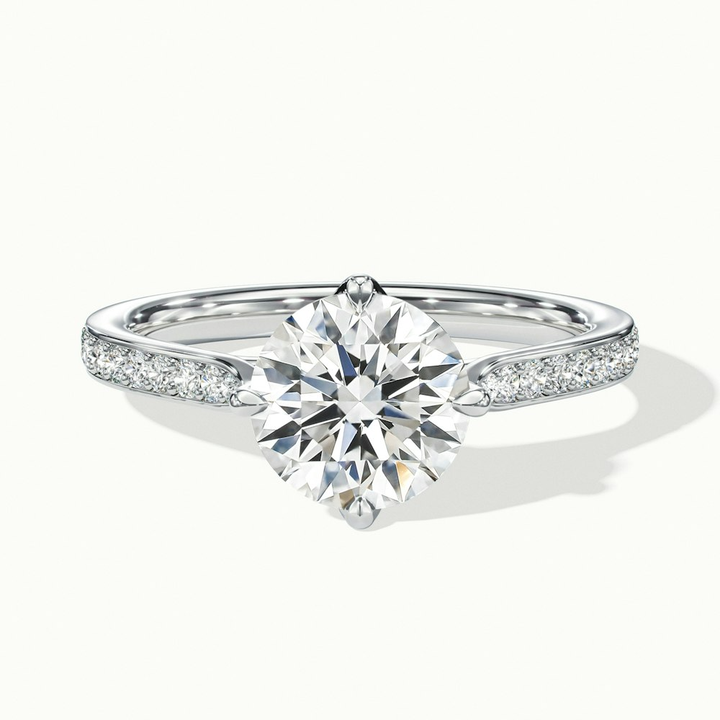 Anna 1 Carat Round Solitaire Pave Lab Grown Engagement Ring in 14k White Gold