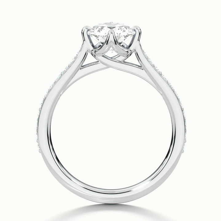 Anna 2 Carat Round Solitaire Pave Lab Grown Engagement Ring in 14k White Gold
