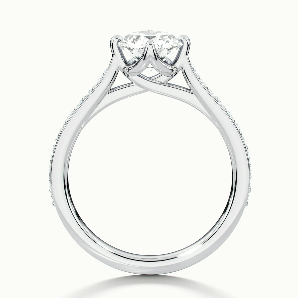 Anna 5 Carat Round Solitaire Pave Lab Grown Engagement Ring in 10k White Gold