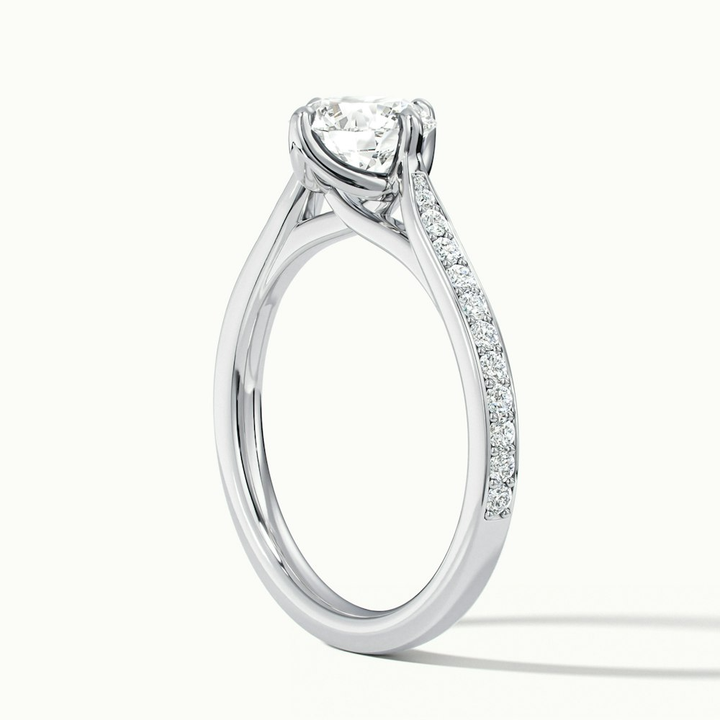 Anna 5 Carat Round Solitaire Pave Lab Grown Engagement Ring in 18k White Gold