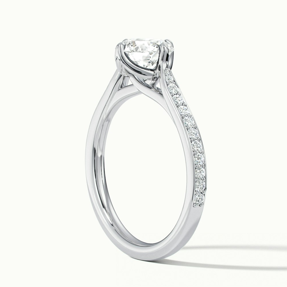 Anna 4 Carat Round Solitaire Pave Lab Grown Engagement Ring in 10k White Gold