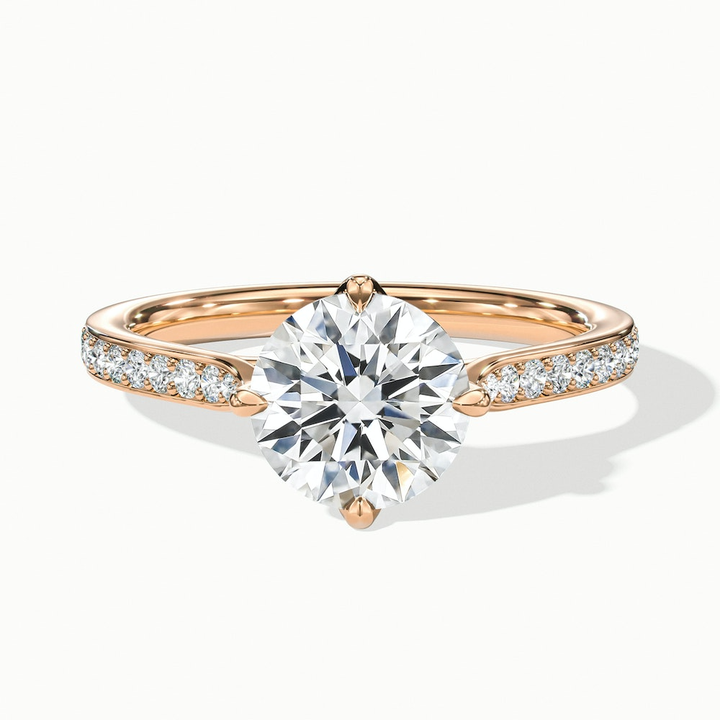 Alexa 5 Carat Round Solitaire Pave Moissanite Diamond Ring in 18k Rose Gold