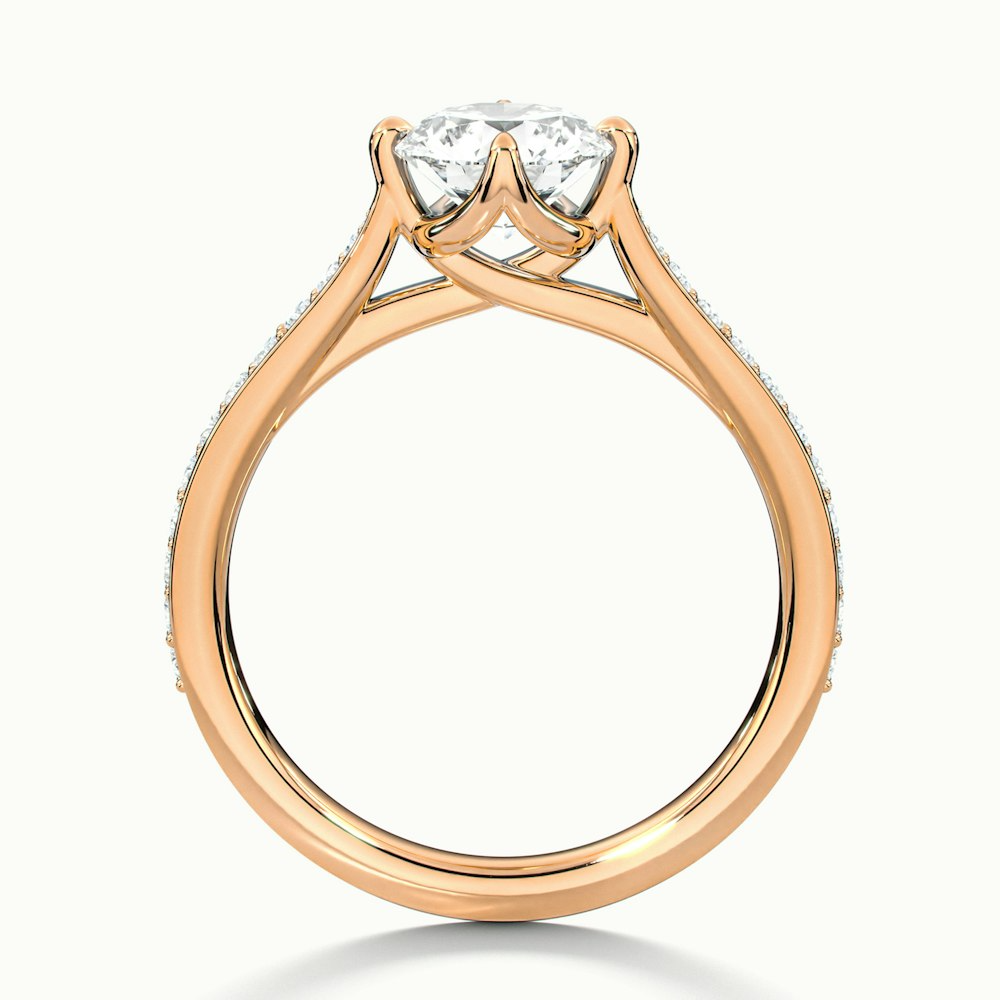 Alexa 3 Carat Round Solitaire Pave Moissanite Diamond Ring in 10k Rose Gold