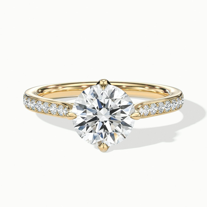 Alexa 3 Carat Round Solitaire Pave Moissanite Diamond Ring in 10k Yellow Gold