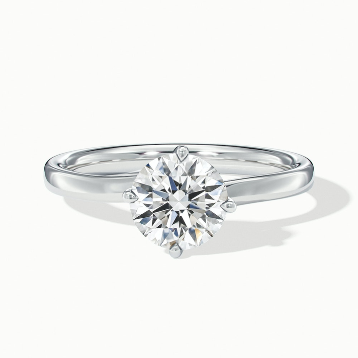 Daisy 3 Carat Round Solitaire Moissanite Diamond Ring in 10k White Gold
