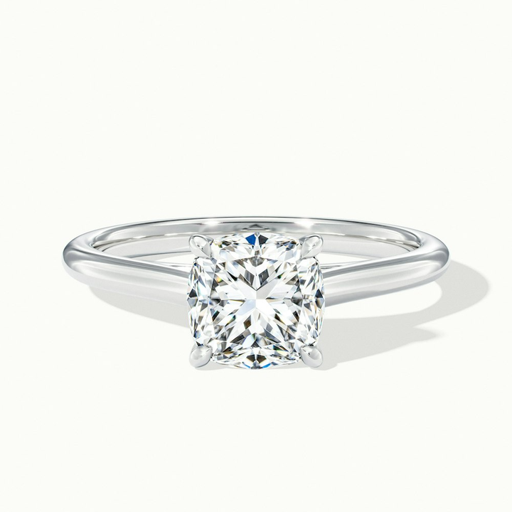 Joa 2 Carat Cushion Cut Solitaire Lab Grown Engagement Ring in 14k White Gold