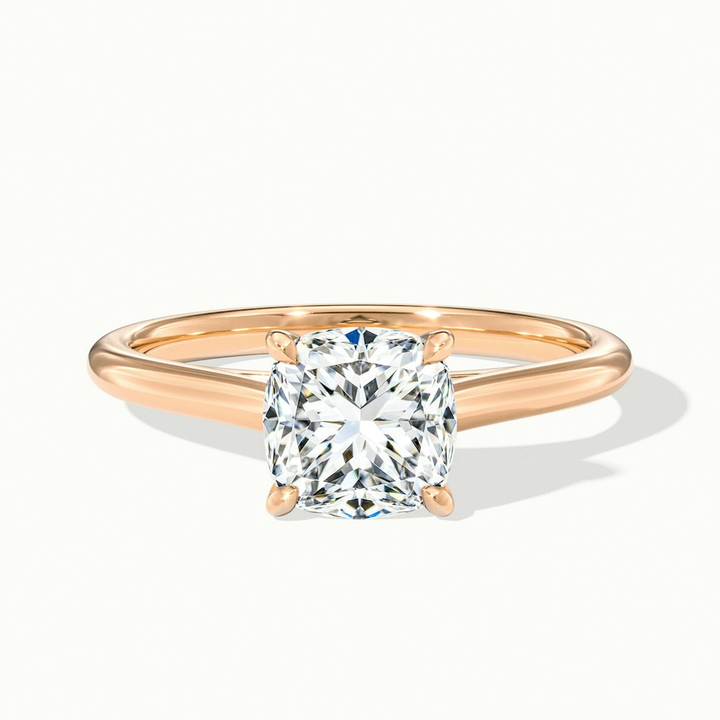 Aisha 3 Carat Cushion Cut Solitaire Moissanite Diamond Ring in 10k Rose Gold