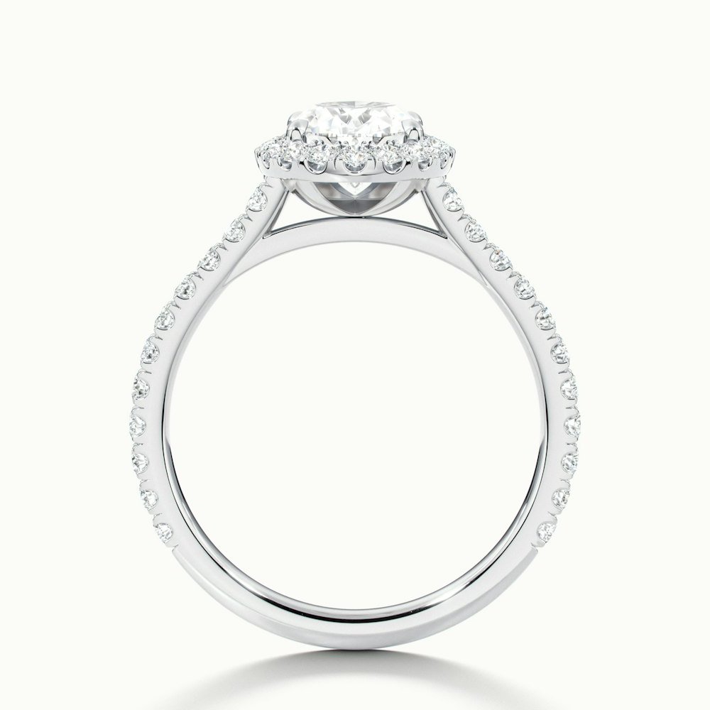Zia 1 Carat Oval Halo Pave Lab Grown Engagement Ring in 10k White Gold