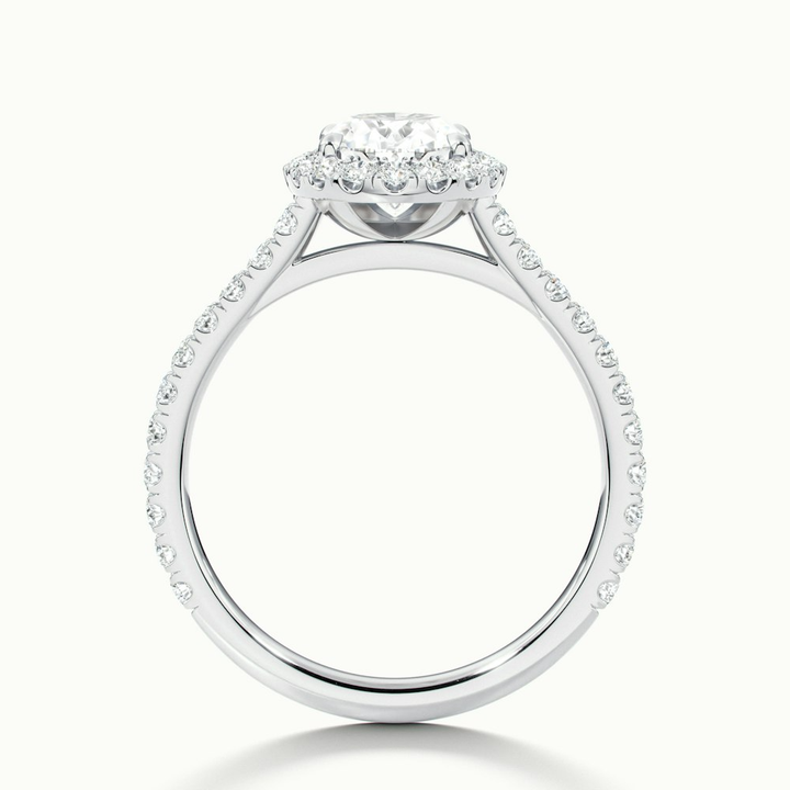 Zia 5 Carat Oval Halo Pave Lab Grown Engagement Ring in 10k White Gold