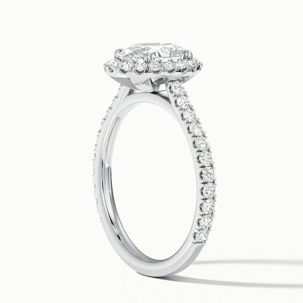 Zia 5 Carat Oval Halo Pave Lab Grown Engagement Ring in 18k White Gold