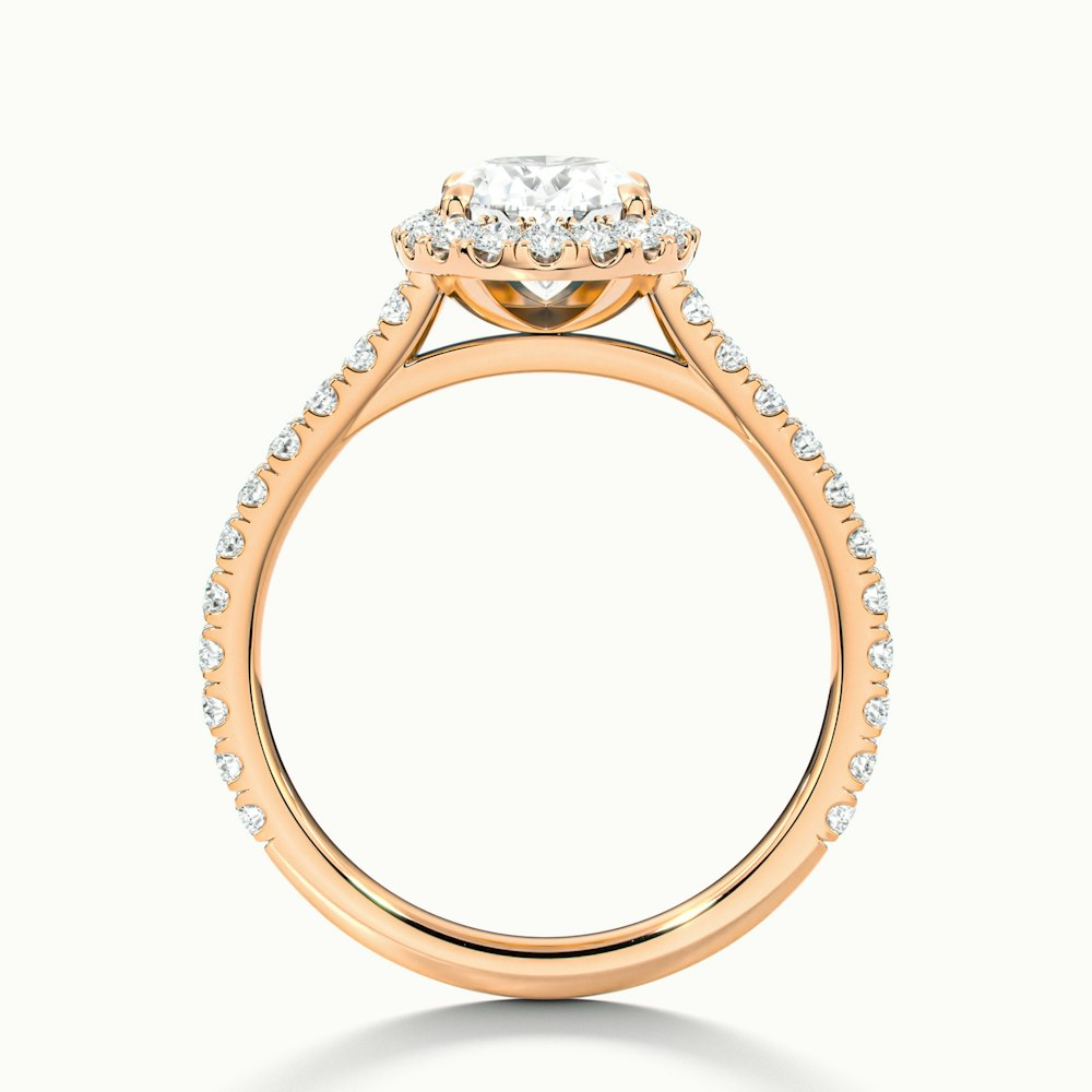 Adley 1 Carat Oval Halo Pave Moissanite Diamond Ring in 14k Rose Gold