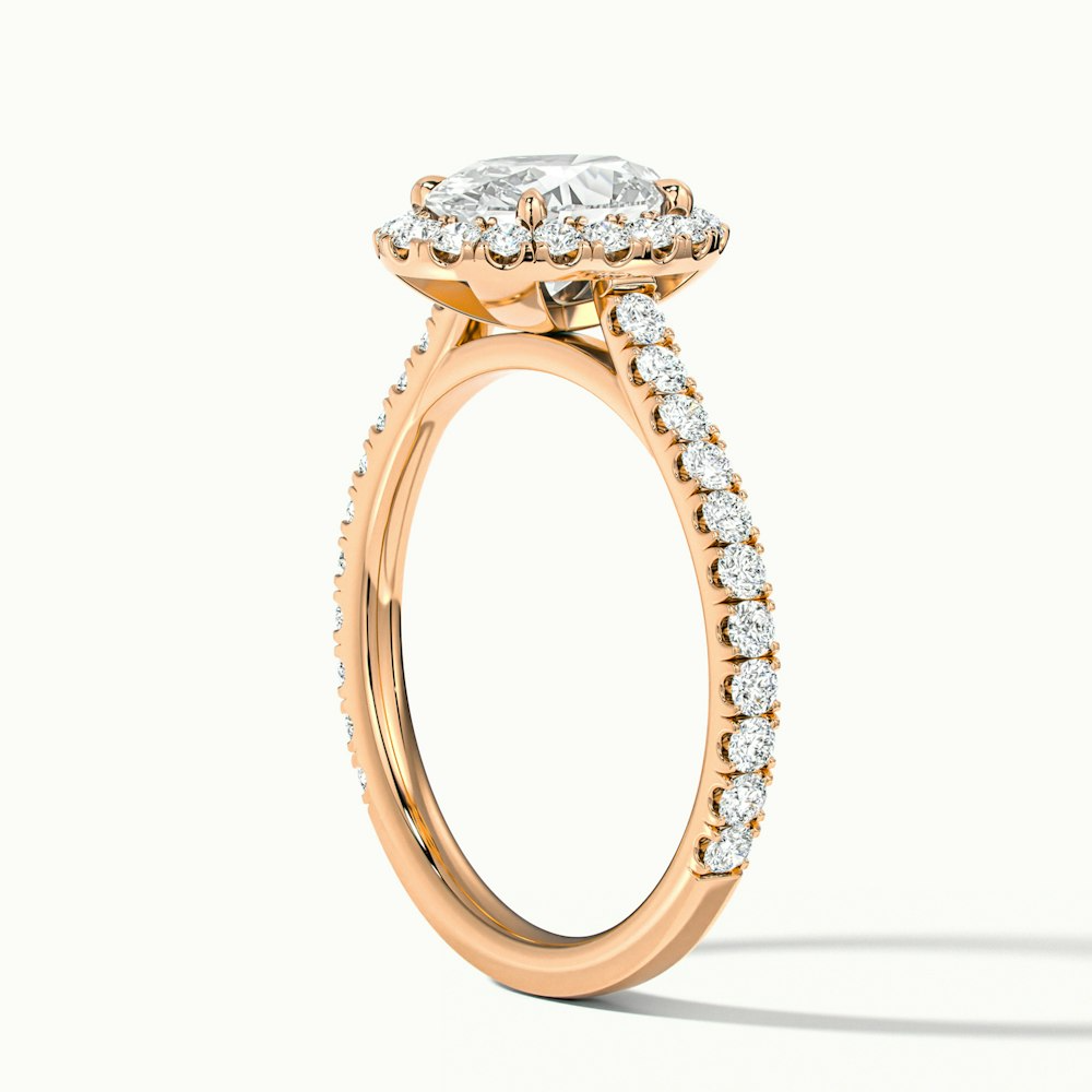 Adley 4 Carat Oval Halo Pave Moissanite Diamond Ring in 14k Rose Gold