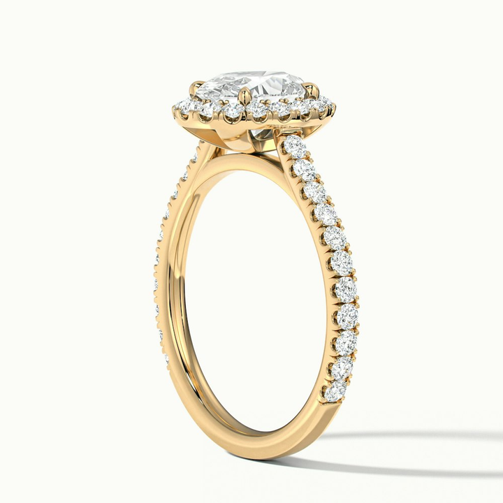 Zia 1 Carat Oval Halo Pave Lab Grown Engagement Ring in 14k Yellow Gold