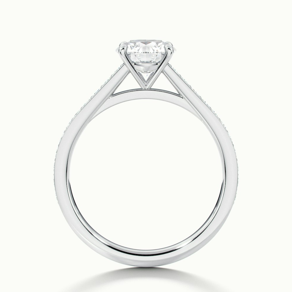 Lisa 3 Carat Round Cut Solitaire Pave Moissanite Diamond Ring in 10k White Gold