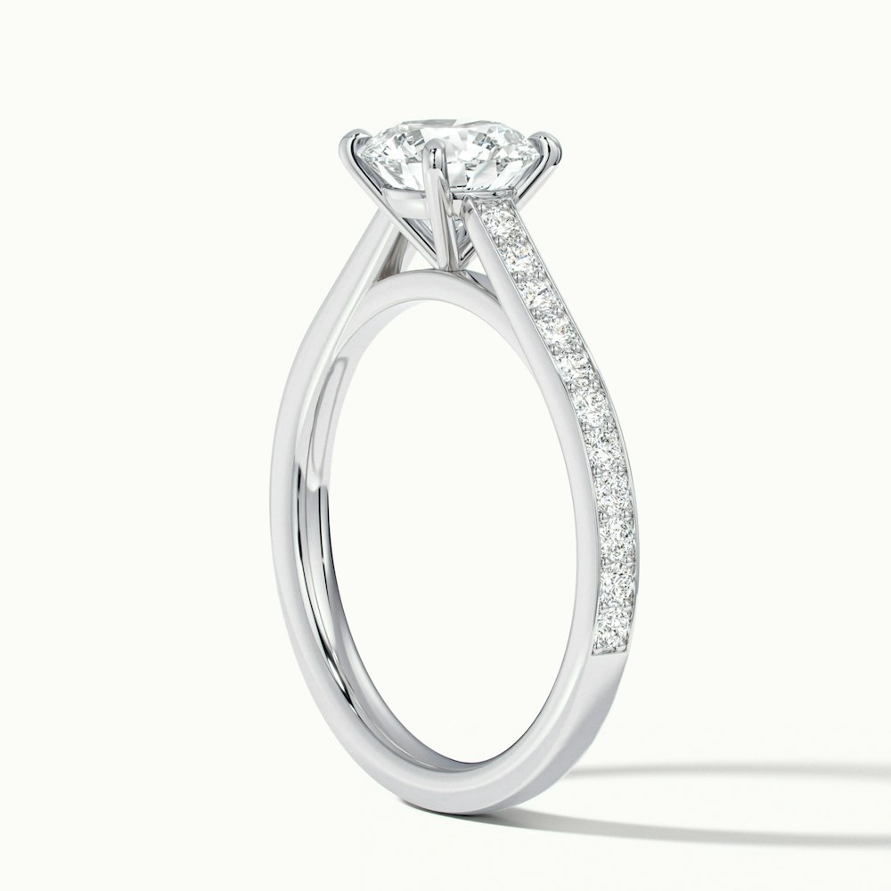 Nyra 2 Carat Round Cut Solitaire Pave Lab Grown Engagement Ring in 14k White Gold