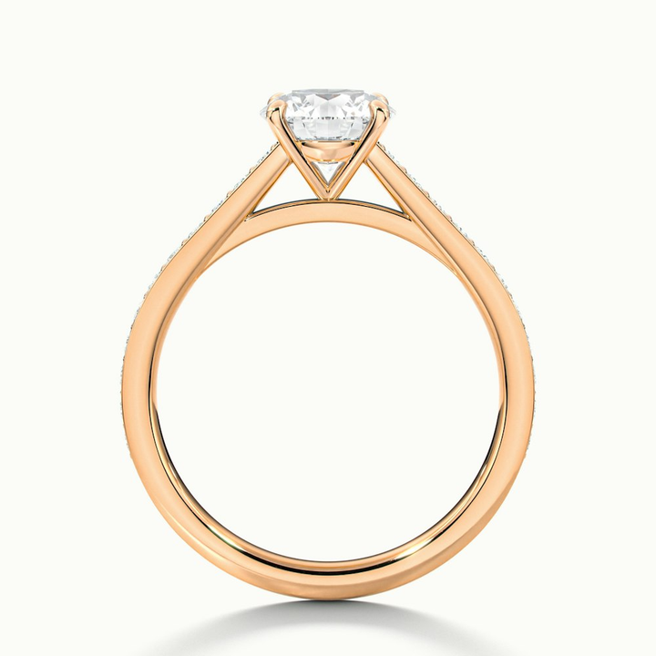 Nyra 1 Carat Round Cut Solitaire Pave Lab Grown Engagement Ring in 10k Rose Gold