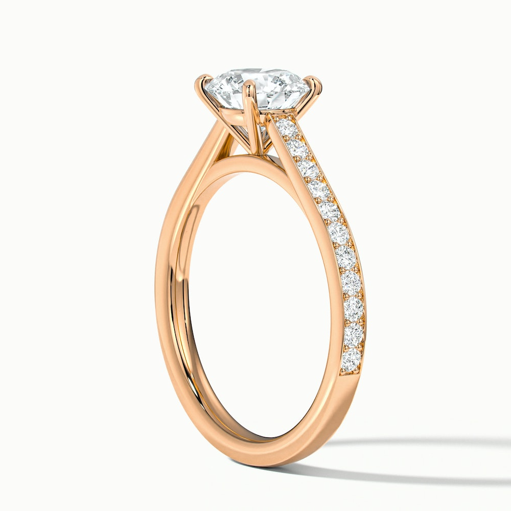 Nyra 3 Carat Round Cut Solitaire Pave Lab Grown Engagement Ring in 10k Rose Gold