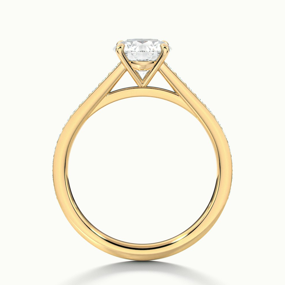 Nyra 3 Carat Round Cut Solitaire Pave Lab Grown Engagement Ring in 10k Yellow Gold