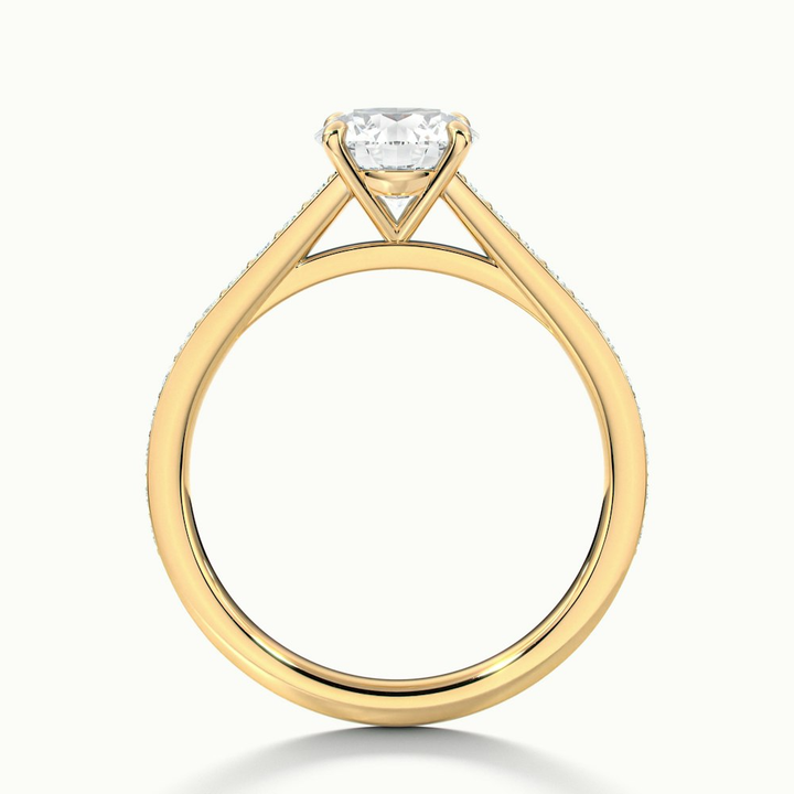 Lisa 1 Carat Round Cut Solitaire Pave Moissanite Diamond Ring in 10k Yellow Gold