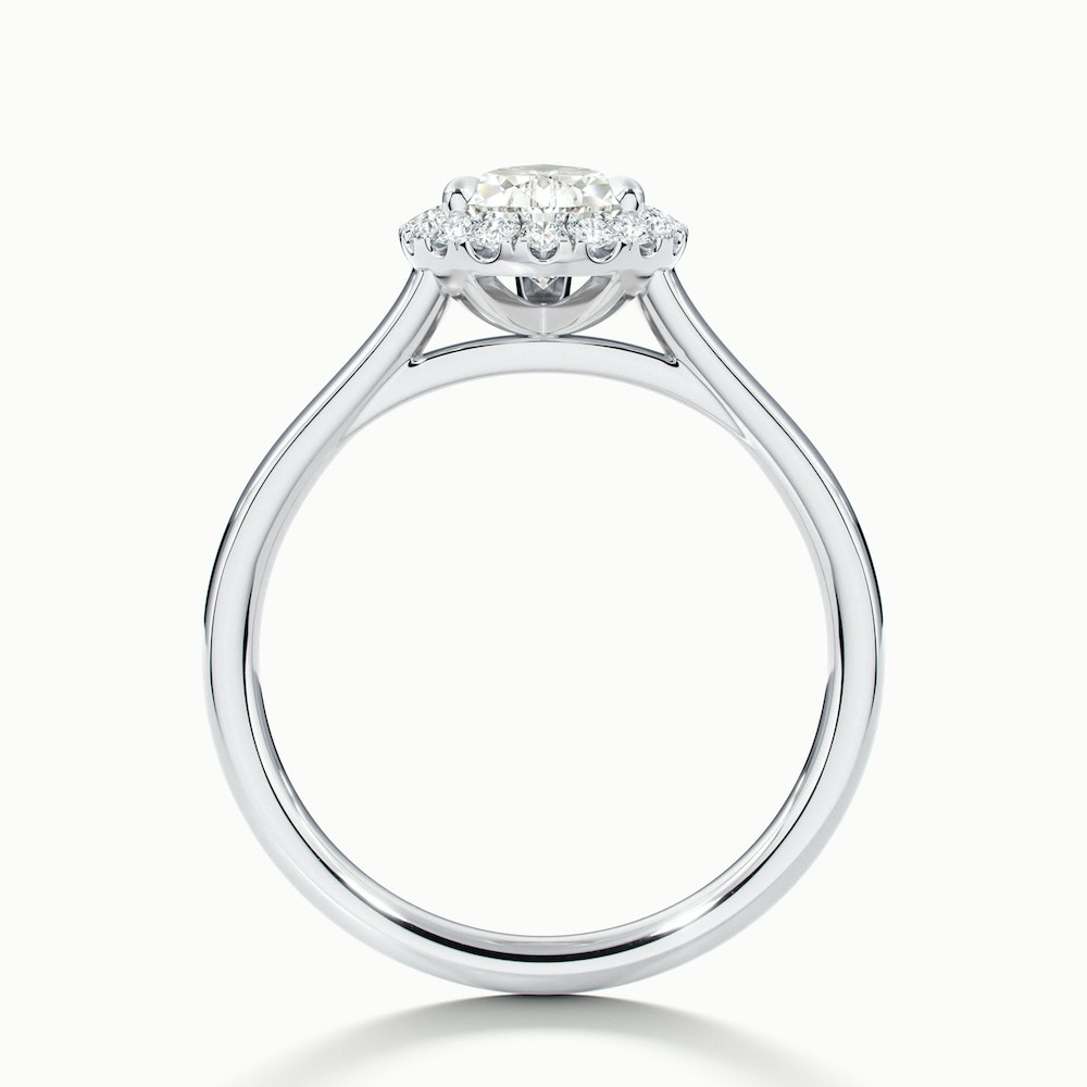 Arya 3 Carat Pear Halo Moissanite Diamond Ring in 14k White Gold