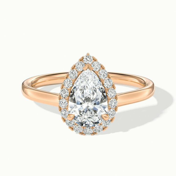 Arya 3 Carat Pear Halo Moissanite Diamond Ring in 10k Rose Gold