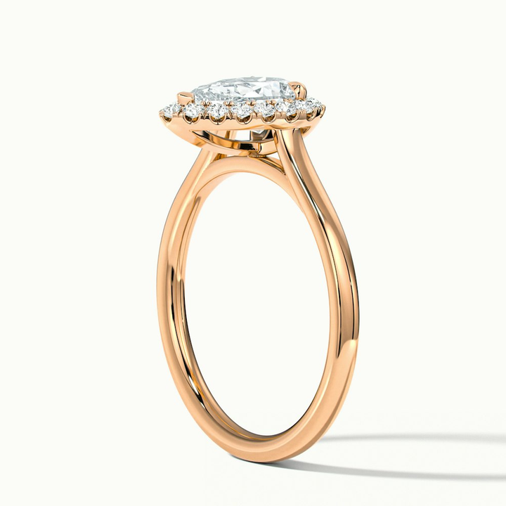 Arya 1 Carat Pear Halo Moissanite Diamond Ring in 14k Rose Gold
