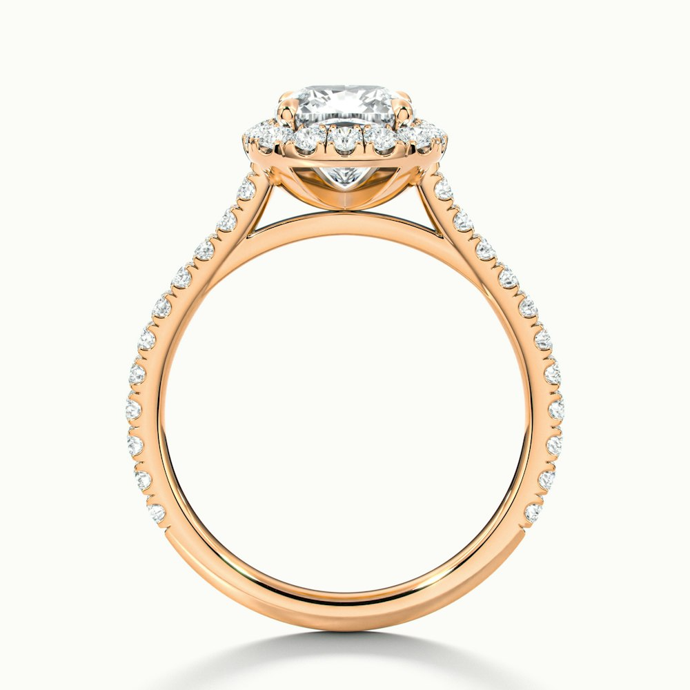 Jini 5 Carat Cushion Cut Halo Pave Moissanite Diamond Ring in 18k Rose Gold