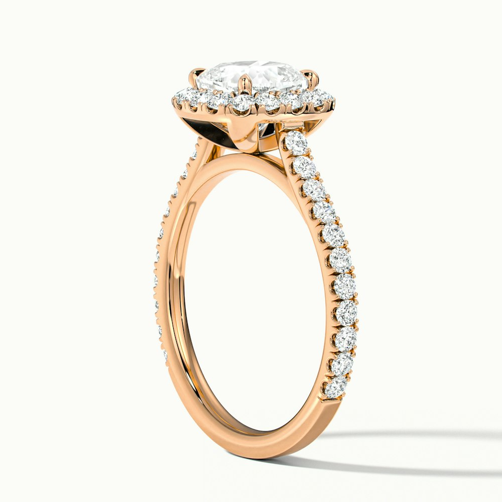 Jini 5 Carat Cushion Cut Halo Pave Moissanite Diamond Ring in 18k Rose Gold