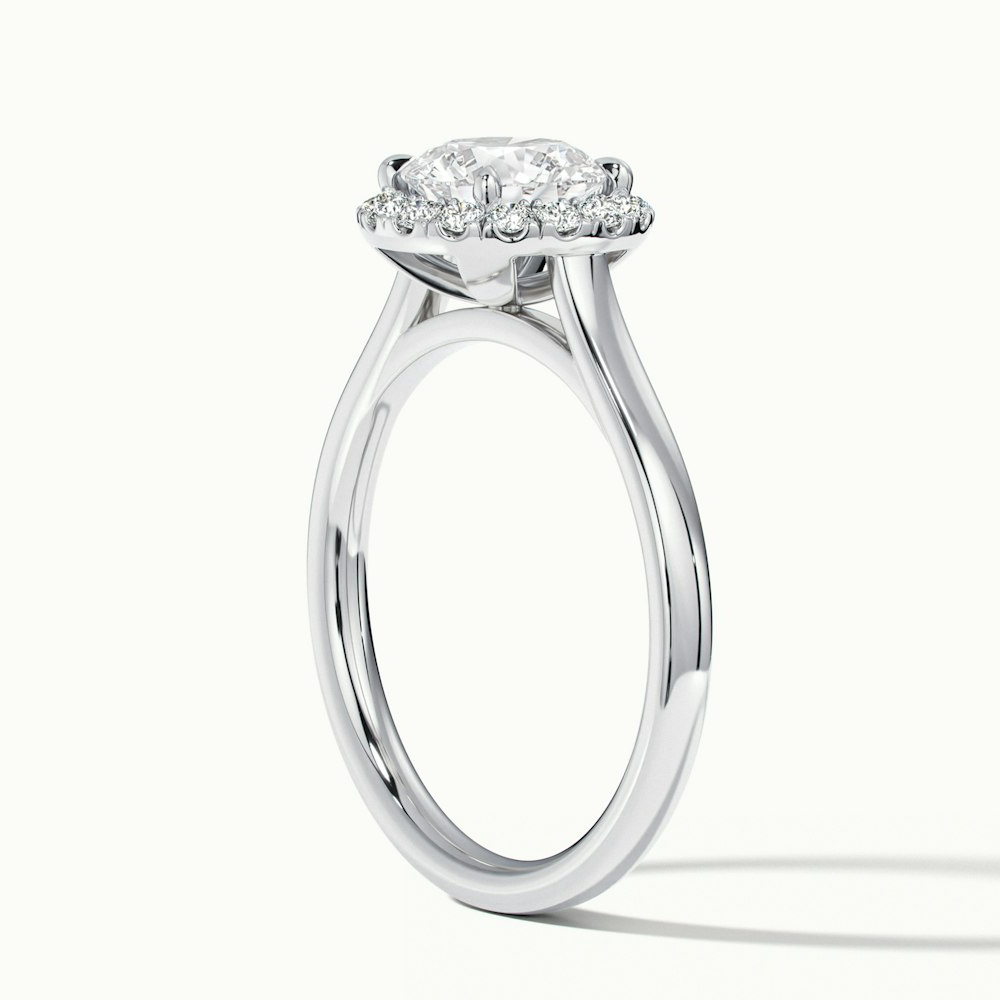 Bela 5 Carat Round Halo Pave Lab Grown Engagement Ring in 10k White Gold