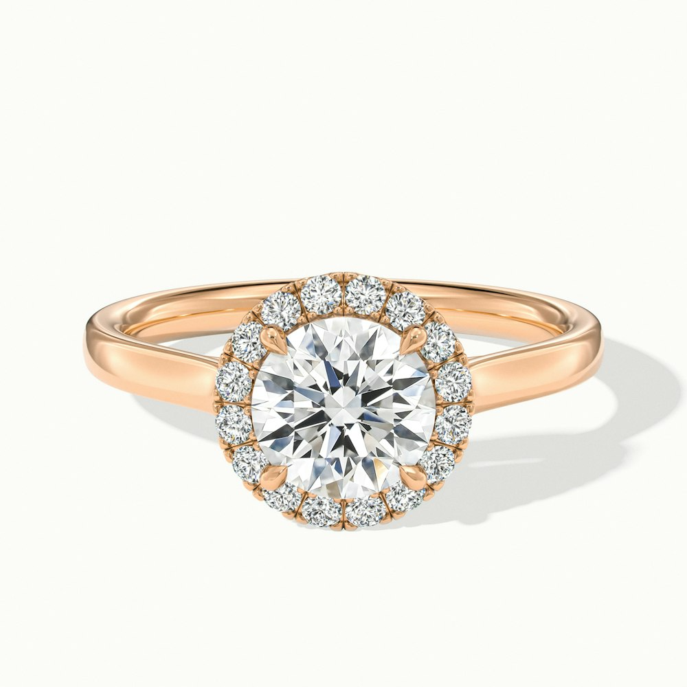 Ember 1.5 Carat Round Halo Pave Moissanite Diamond Ring in 10k Rose Gold
