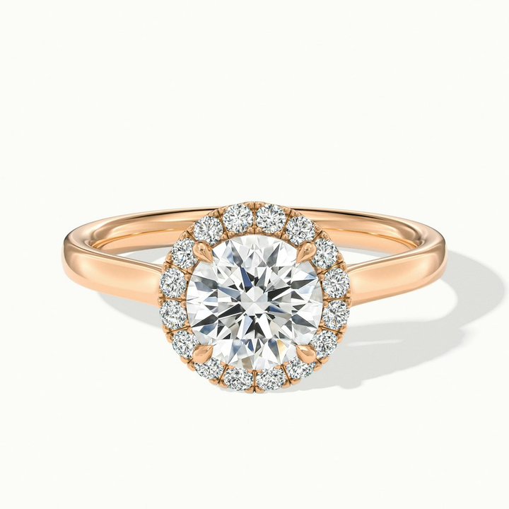 Ember 2 Carat Round Halo Pave Moissanite Diamond Ring in 10k Rose Gold