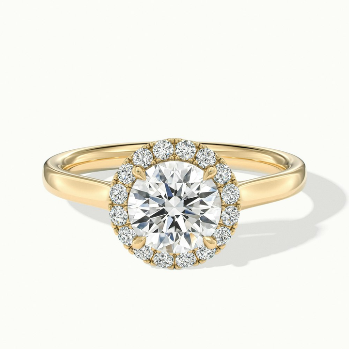 Bela 1 Carat Round Halo Pave Lab Grown Engagement Ring in 10k Yellow Gold