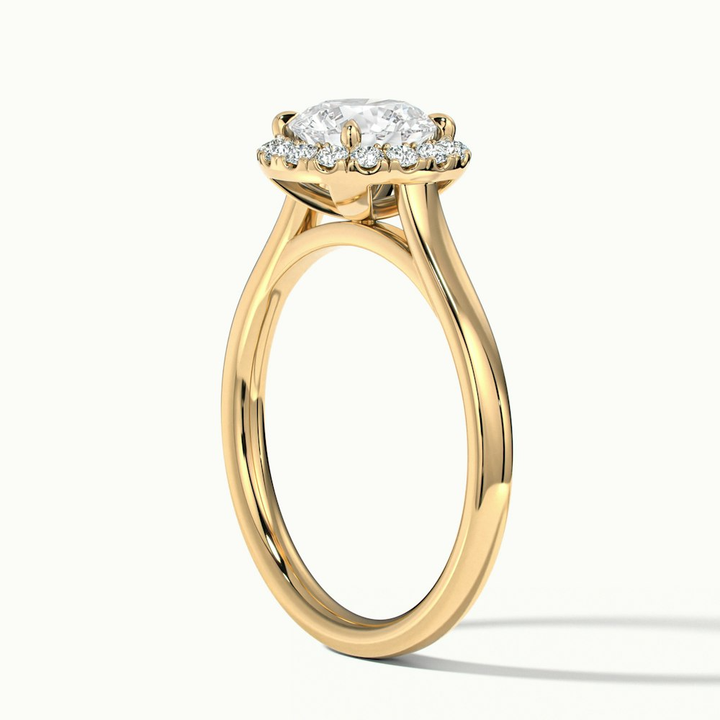 Bela 3 Carat Round Halo Pave Lab Grown Engagement Ring in 10k Yellow Gold