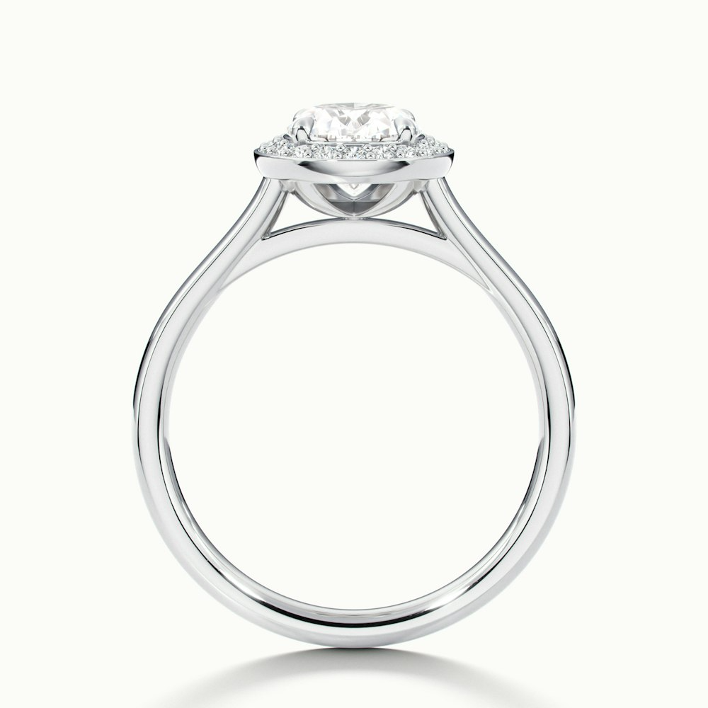 Kyra 5 Carat Oval Cut Halo Moissanite Diamond Ring in 18k White Gold