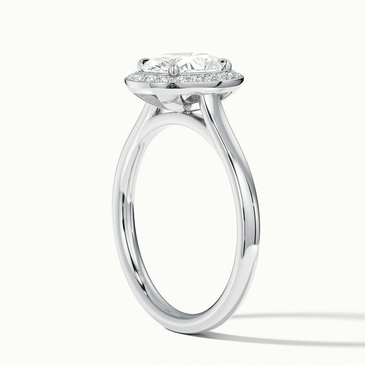 Carol 4 Carat Oval Cut Halo Lab Grown Engagement Ring in 10k White Gold